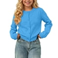thumbnail image 6 of BXJX Girls Open Front Cardigans, School Crew Neck Casual Long Sleeve Kids Knitted Cardigan Sweaters Sky Blue Size 8-9 T, 6 of 9