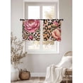 thumbnail image 3 of Pink Flowers Sheer Curtains 54 Inch Length 2 Panels Set Window Treatments, Leopard Spot Vintage Floral Country Plants Rod Pocket Semi Curtains for Living Room/Bedroom/Kitchen Décor, 104"W x 54"L, 3 of 7