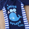 thumbnail image 3 of Bagilaanoe Toddler Baby Boys One-Piece Swimsuit Cartoon Print Long Sleeve Zipper Rashguard Swimwear + Swimming Cap 1T 2T 3T 4T 5T 6T Kids Bathing Suit, 3 of 7