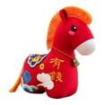 thumbnail image 4 of Mascota de recuerdo de caballo de peluche de Año Nuevo chino con cascabel y cola de borla Naranja Rojo 22cm, 4 of 8