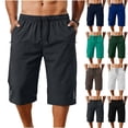 thumbnail image 6 of Chiccall Men's Running Shorts Casual Stretch Elastic Waist Drawstring Capri Pants Below Knee Workout Jogging Long Shorts with Zipper Pockets Brown S, 6 of 6