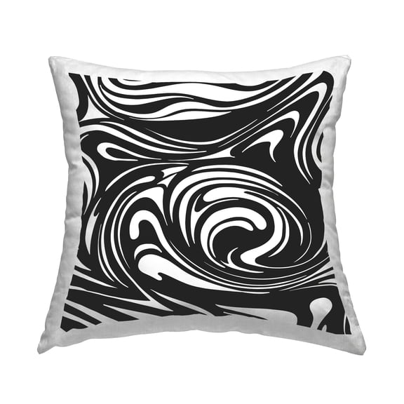 Stupell Industries Contemporary Black & White Asymmetrical Abstract Swirls Design by Daphne Polselli Throw Pillow
