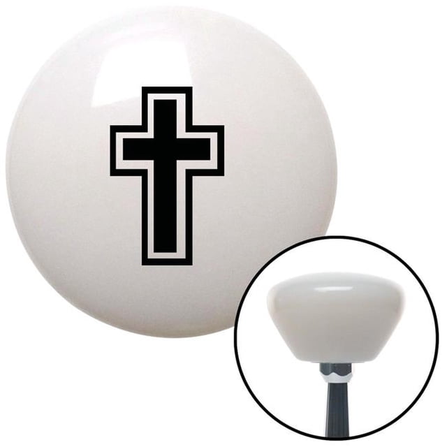 Black Christian Cross White Retro Shift Knob with M16 x 1.5 Insert Shifter Auto