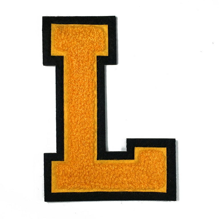 Chenille Stitch Varsity Iron-On Patch by PC, 4-1/2 inch, Golden Yellow/Black, Tr-11648 (Letter B)