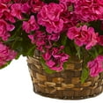 thumbnail image 4 of Nearly Natural 19in. Plastic and Polyester UV Resistant Geranium Hanging Basket Artificial Plant, Pink, 4 of 4
