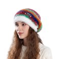 thumbnail image 3 of PureCasa Warm Women's Hats Fall Winter Mohair Striped Skull Cap Fuzzy Ombre Knit Wool Outdoor Cold-Proof Head Hats for Women, 3 of 3