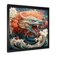 thumbnail image 2 of Designart "Dragon on the Wave Off Kanagawa III" Abstract Framed Wall Art Decor - Modern Orange Dragons Entryway Framed Wall Art Print, 2 of 6