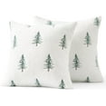 thumbnail image 4 of 2Pcs Christmas Decorative Pillow Covers Set of 2 Faux Fur Throw Pillows with Embroidered Christmas Tree 18x18 Inch White Green Winter Couch Covers for Festival Sofa Bedroom Living Room Home Decor, 4 of 5