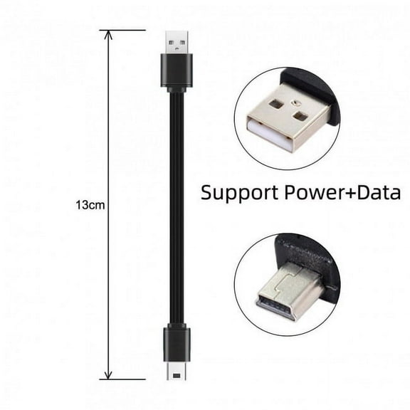 JSER 13cm USB 2.0 Type-A Male to Mini 5Pin USB Male Male Data Flat Slim FPC Cable for FPV Disk Phone