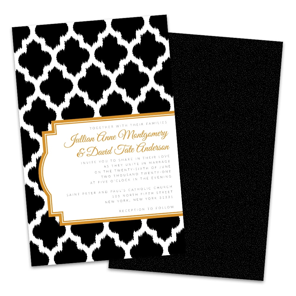 Personalized Black and Gold Moroccan Wedding Invitations