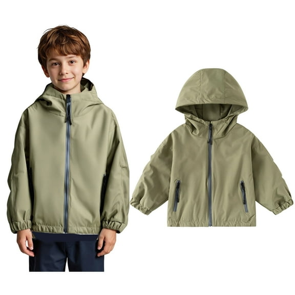 Boys Windbreaker Jacket for Kids Lightweight Hooded Zipper Coat Outdoor Casual School Jacket for Ages 2 to 13