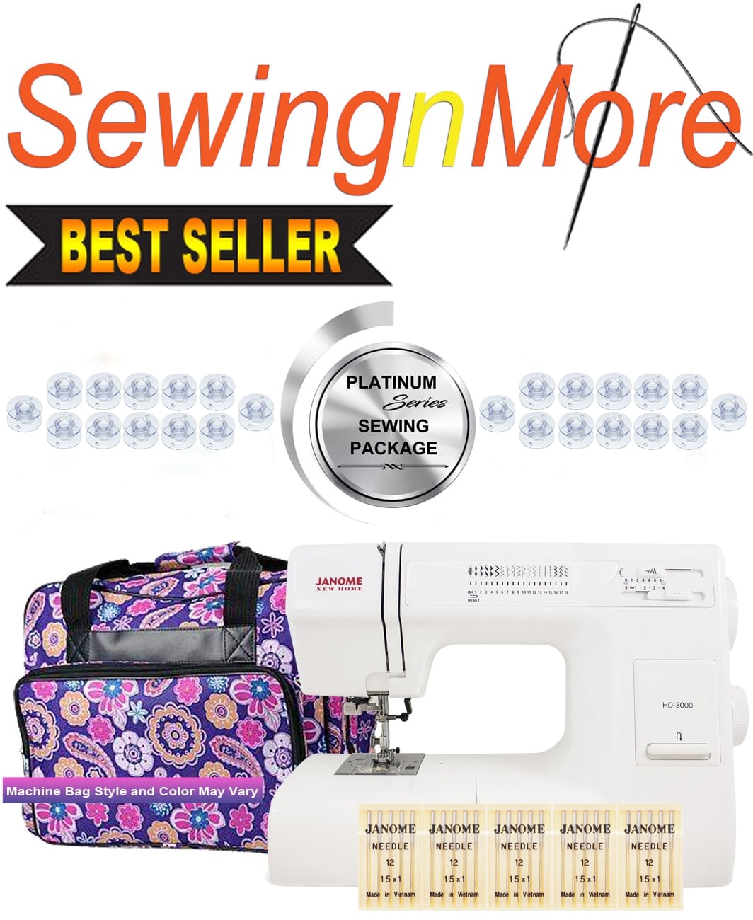 Janome HD3000 HeavyDuty Sewing Machine w/ Exclusive Platinum Series