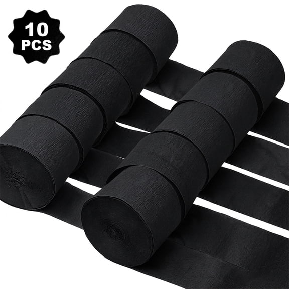 Black Crepe Paper Streamers, 820FT Streamers Party Decorations for Birthday Wedding Halloween Backdrop, 10 Rolls