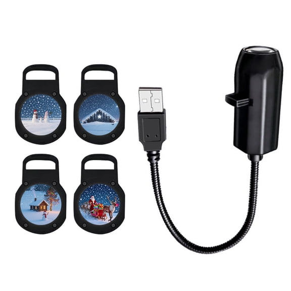 Rotating Holiday Projector for Wall, 4 Christmas Slides USB Night Light Plug & Play, Home Decor