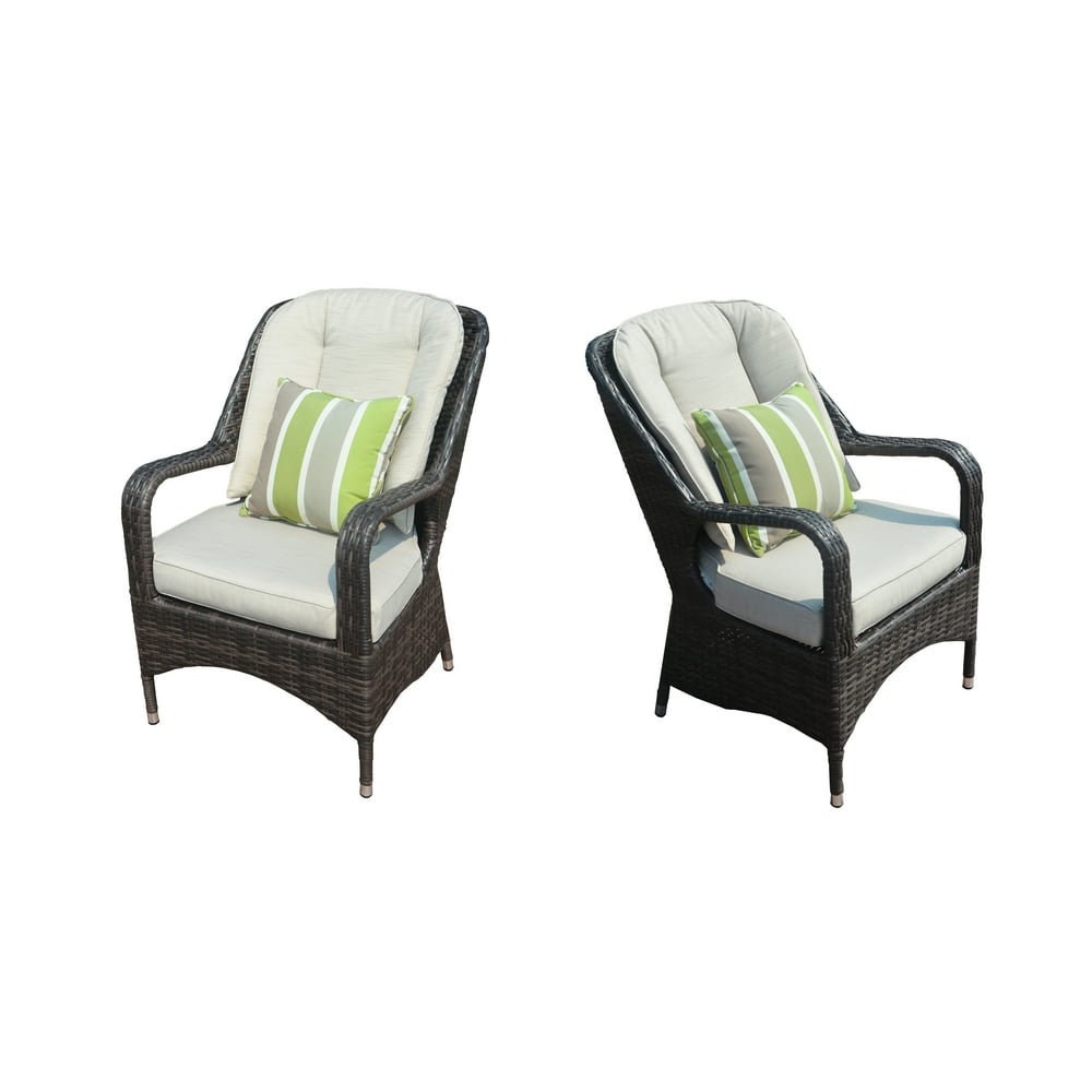 Moda Furnishings Outdoor Patio Cushioned Rattan Wicker Dining Arm