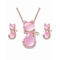 thumbnail image 2 of Conjuntos de joyería Xtellar de Cristal, Collar y conjunto de pendientes de Mujer Color Rosa/Dorado Forma Linda del Gato, 2 of 5