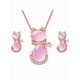 thumbnail image 2 of Conjuntos de joyería Xtellar de Cristal, Collar y conjunto de pendientes de Mujer Color Rosa/Dorado Forma Linda del Gato, 2 of 5