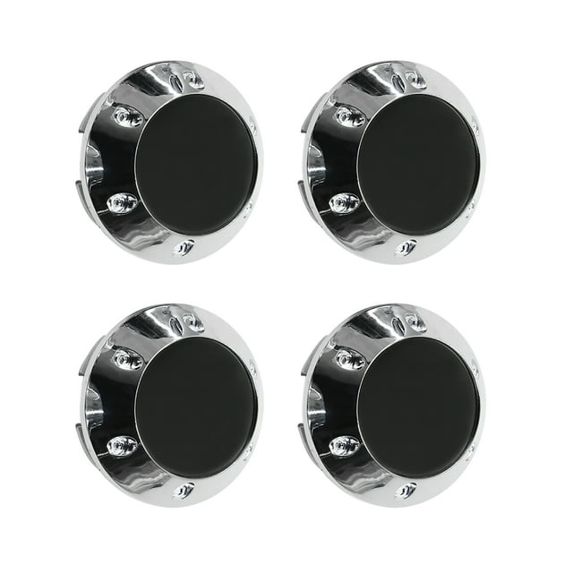 Unique Bargains Silver Tone 68mm Car Wheel Center Hub Caps Cover with Black Badge Sticker 4pcs