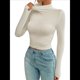 thumbnail image 2 of Camisetas Básicas para Mujer, Tops Cortos Ajustados para Salir, Lindas Camisetas de Cuello Alto para Adolescentes, Ropa de Larga Y2K Albaricoque L, 2 of 9