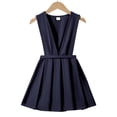 thumbnail image 6 of mgoYE Easter Little Girl Dress Girls' School Uniform Dress V-Neck Jumper Dress Pull-on Skirt Stretchy Flared Overall Dress(Navy,7-8 Years), 6 of 9