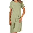 thumbnail image 5 of AWZXDE Chemise de Nuit une Pièce d'Été pour Femmes, Longueur Genou, Ample, Grande Taille, Manches Courtes, avec Soutien-Gorge Intégré, Mode Simple, Col Rond, Vert, TG, 5 of 5