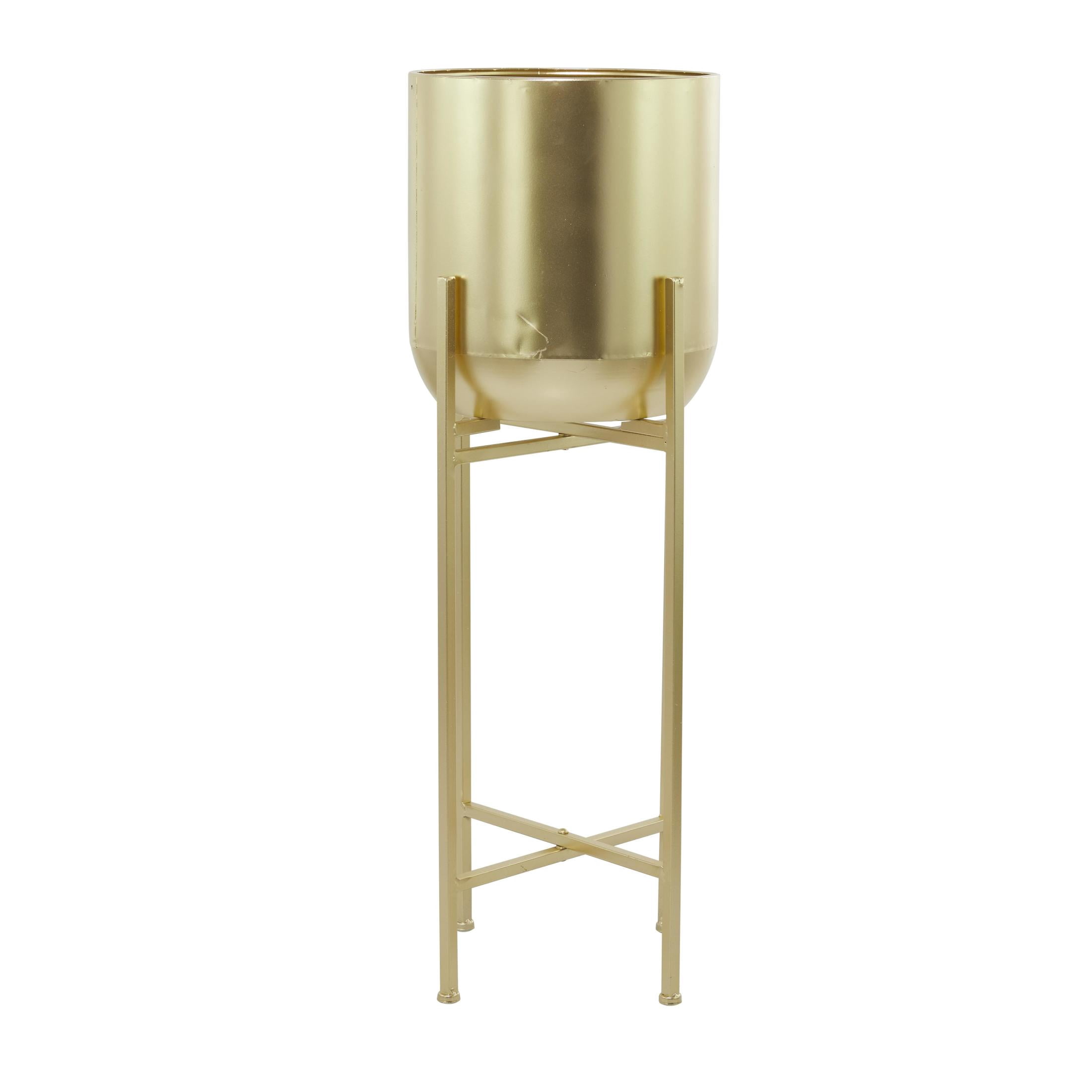 CosmoLiving by Cosmopolitan 13" x 36" Matte Dome Gold Metal Planter with Removable Stand