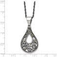 thumbnail image 5 of Stainless Steel Antiqued Polished & Textured Marcasite Teardrop Necklace Made In China -Jewelry By Sweet Pea, 5 of 8