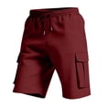 thumbnail image 6 of Relaxed Fit Cargo Shorts for Men with Deep Side Pockets - Elastic Waist Drawstring Casual Walking Shorts - Lightweight Quick-Dry Utility Work Shorts for Summer Wine S, 6 of 9