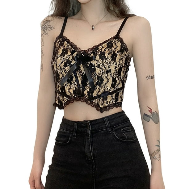 Lace spaghetti strap clearance top