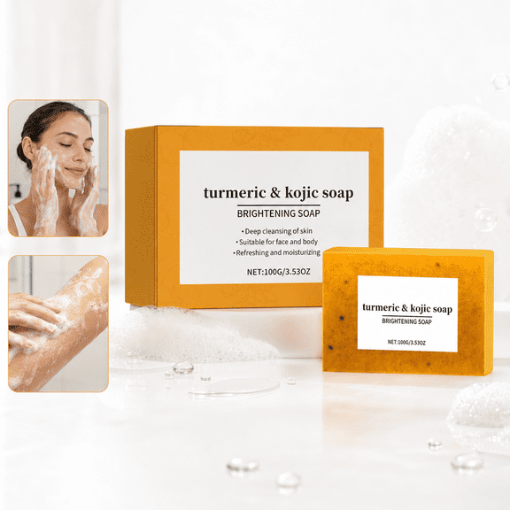 Turmeric and Kojic Soap Bar for Face and Body, Moisturizing Cleansing Bar, 3.53 oz, 100 g, 1 Count