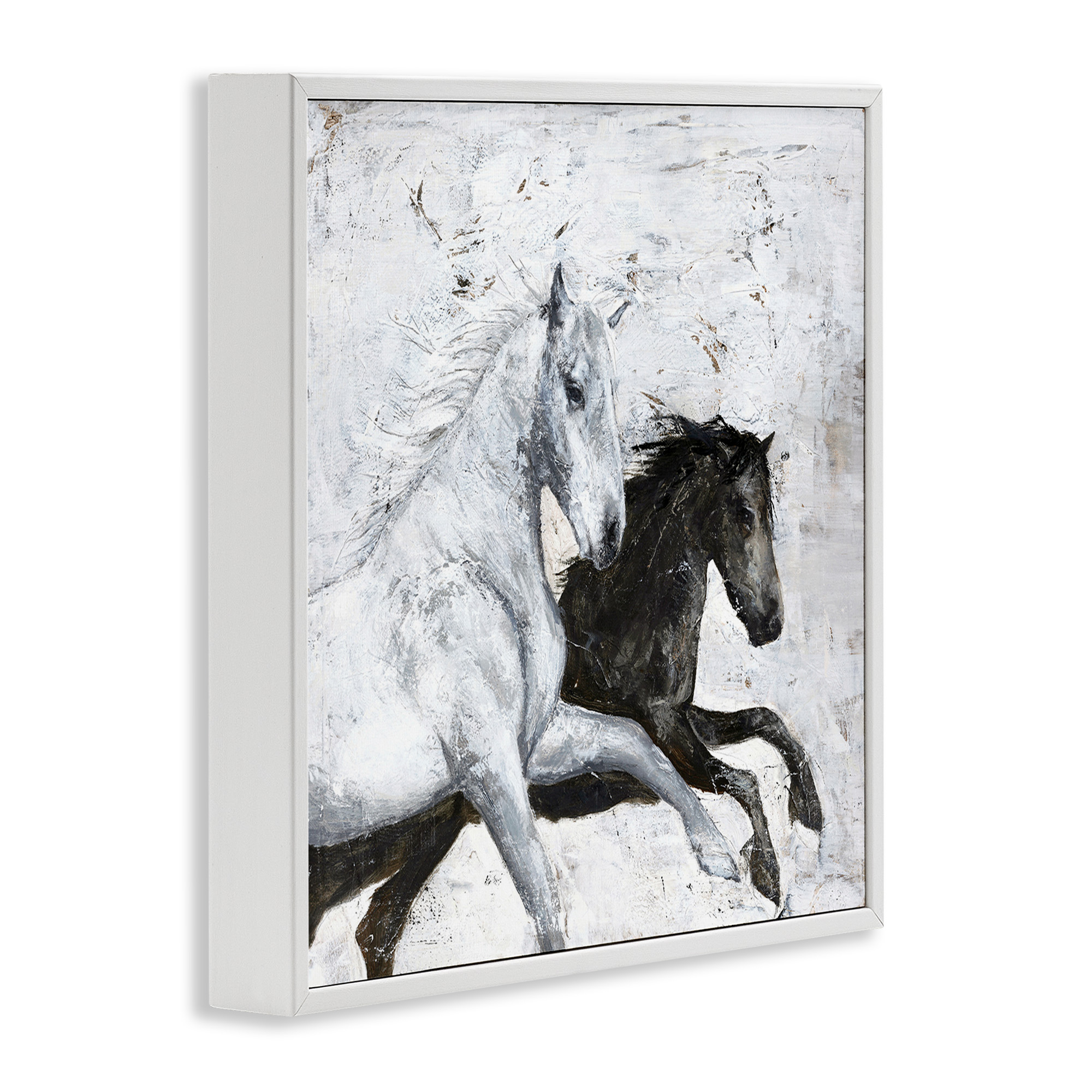 Stupell Industries Wild Horses Racing Abstraction Animals & Insects Painting White Framed Art Print Wall Art, 12 x 12