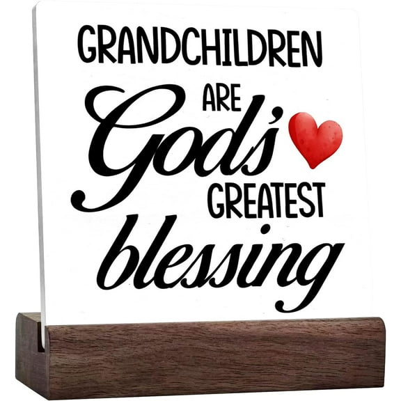 Ceramic Sign 4x4 Inch Grandchildren Are God'S Greatest Blessing Ceramic Plaque Table Decor Desk Sign Grandparents Gifts Ceramic Plaque Table Decorations For Home Shelf Table Decorations Gift For Women