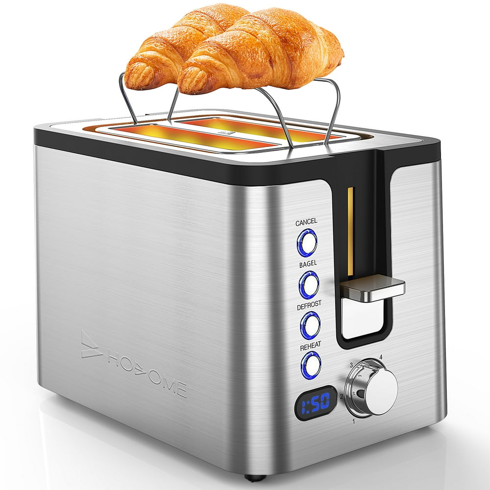 Hosome 2 Slice Toaster with 6 Shade Settings, Removable Crumb Tray, LED