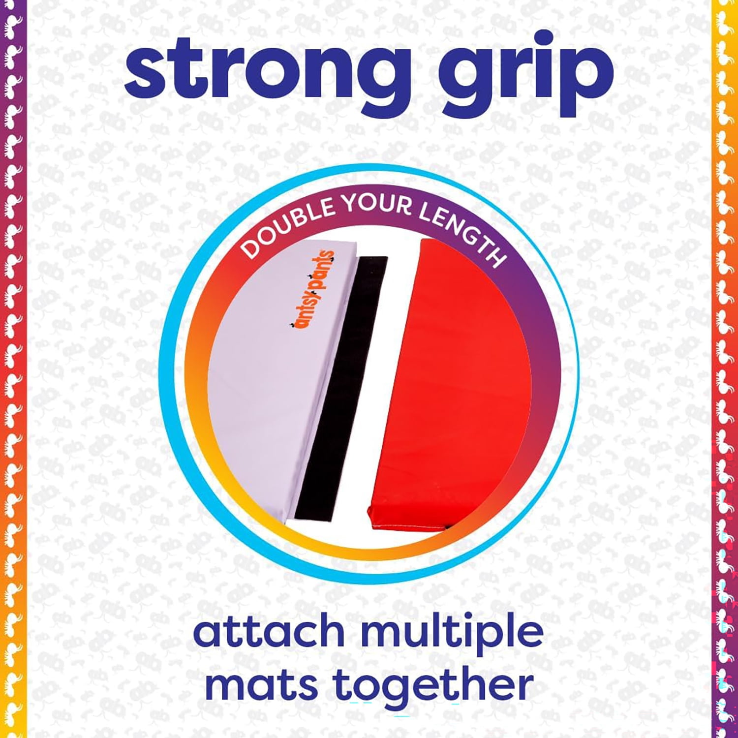 Antsy Pants Tumbling Mat – Gymnastics Mat, Easy to Clean, Sturdy, Foldable Tumbling Mat for Kids, Padded, Portable, Carrying Handle, Gymnastics Equipment for Activity Play, Pastel Colors