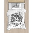 thumbnail image 3 of Ambesonne Hand Drawn Crown with Queen Lettering Baroque Style Ancient Elements Calligraphy Duvet Cover Set, 3 of 3