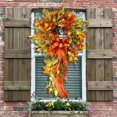 thumbnail image 4 of Durable Imitation Feuille d'Érable Récolte Festival Couronne Exquise L'action de Grâce et Automne Maison Décor Extérieur Grand Cadeau, 4 of 5