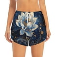 thumbnail image 2 of KLL Blue Golden Dream Lotus Pattern Shorts Women,Athletic Shorts High Waisted Running Shorts Pocket Sporty Short Gym Elastic Workout Shorts-Small, 2 of 7