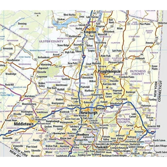 G3C39266LTopographics New York State Laminated Wall Map, 48 x 38 inches