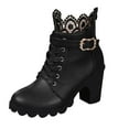 thumbnail image 5 of Oyedens Women's High Heels Combat Boots Vintage Lace Dress Pump Ankle Booties for Women Winter Fall, 5 of 7