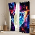 thumbnail image 3 of Erosebridal Magical Wolf Curtains and Drapes (42x63), Space Planets Nebula 30%-50% Black Out Curtains, 3 of 6
