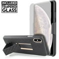 thumbnail image 4 of For iPhone XS Max Slim Hard TPU Phone Case + Swivel Belt Clip + Built-in Kickstand Combo Case with Tempered Glass (Black), 4 of 4