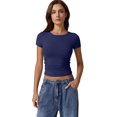 thumbnail image 4 of Camiseta QINSEN Slim Fit de manga corta para mujer Estate Blue, 4 of 6