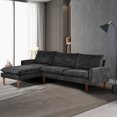 thumbnail image 2 of 85.82" Convertible Sectional Sofa, Modern L-Shaped Couch with Wood Legs, 3-Seater Sleeper Sofa Couches for Living Room, Apartment, Bedroom, Black, 2 of 6