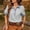 Gray, variant on Women's Colorblock Short Sleeve Button-Down Top with Linen Denim Contrast Collar