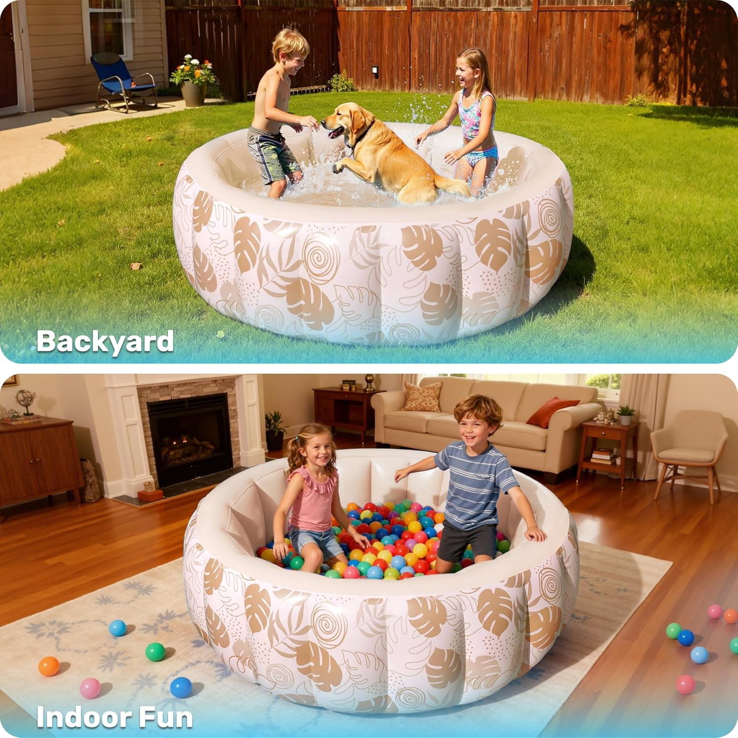 Inflatable Swimming Pool,5.5ft x 20 Inch Full-Sized Blow Up Durable Thickened Luxury Above Ground Family Pool with Comfortable Backrest for Summer Water Party Backyard Garden Lawn