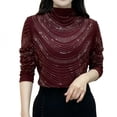 thumbnail image 2 of Womens Tunic Tops Plus Size Long Sleeve Turtleneck Top Soft Lined Loose Casual Shirt Warm Blouse, 2 of 5