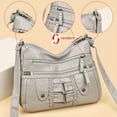thumbnail image 1 of LHSHID Vintage chic rivet accent soft PU leather crossbody shoulder bag-spacious multi-zipper messenger bag with adjustable strap, perfect for women on-the-go-stylish, durable, and easy to clean, 1 of 1