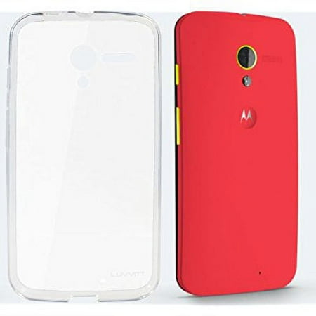 Moto X Case, LUVVITT [ClearView] Hybrid Scratch Resistant Back Cover with Shock Absorbing Bumper for Google Moto X - Clear