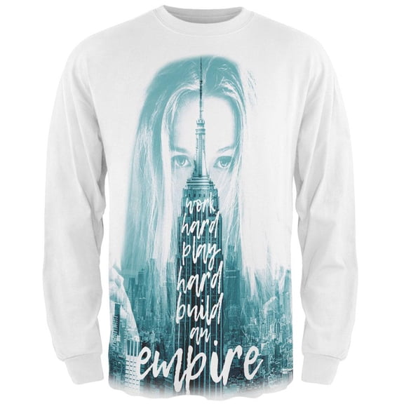 City Skyline Girl Build an Empire All Over Mens Long Sleeve T Shirt Multi X-LG