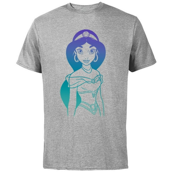 Disney Aladdin Princess Jasmine Gradient Sketch T-Shirt - Short Sleeve Cotton T-Shirt for Adults - Customized-Athletic Heather